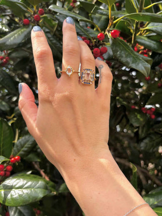 Sapphire Morganite Art Deco Ring