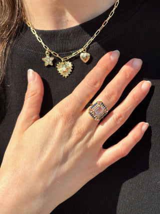 Sapphire Morganite Art Deco Ring