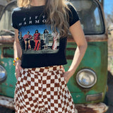 Smile Pattern Checkered Barrel Pants