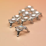 Silver metal crystal sphere stands on a beige background