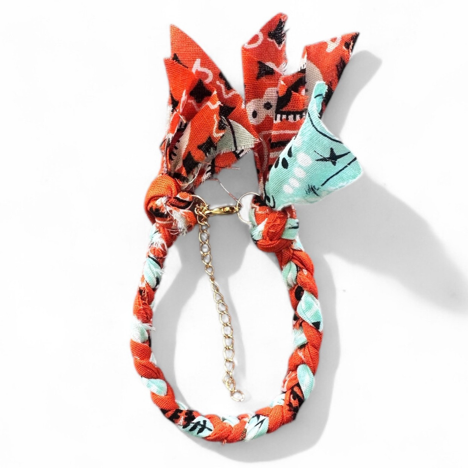 Showgirl Bandana Bracelets in orange and green handmade for Swifties