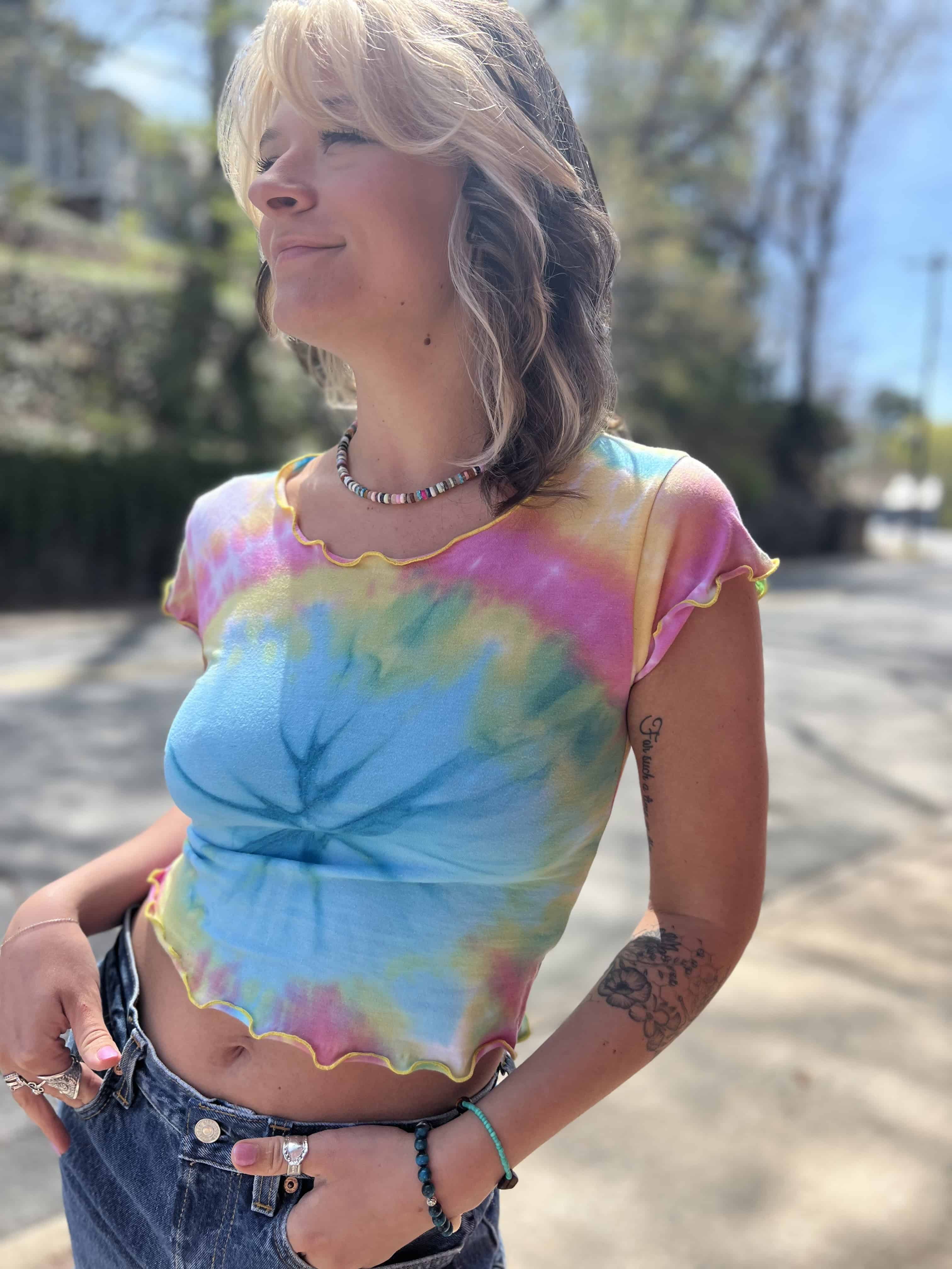 Tie Dye Baby Tee – Upcycled Vintage Graphic Tee