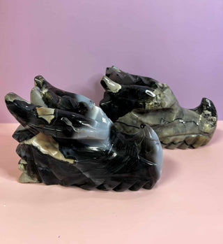 Volcano Agate Crystal Dragon Head