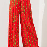 High Waist Floral Print Wide Leg Paperbag Pants