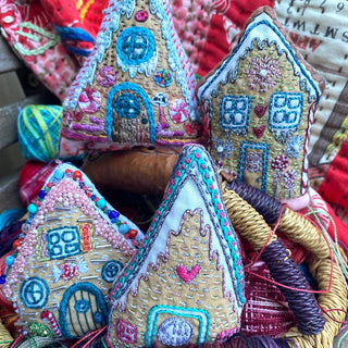 Gingerbread Houses Embroidered Ornaments Sampler