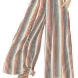 Striped Wide Leg Cotton Pants