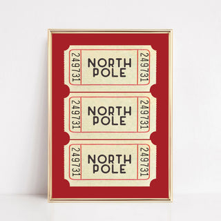 Christmas Wall Art Print | North Pole Ticket Red