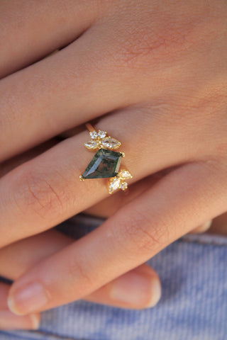 Moss Agate Engagement Ring