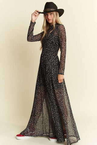 Animal Print Mesh Maxi Dress