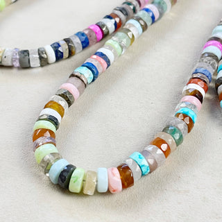 Chunky Multi Gemstone Heishi Beaded Necklace