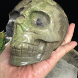 Rare Green & Red Uv Reactive Volcanic Agate Skull