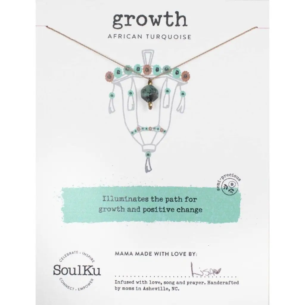 African Turquoise Lantern Necklace for Growth by SoulKu