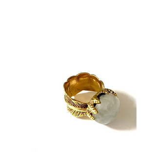 Alaine Moonstone Brass Ring - 7 - 7