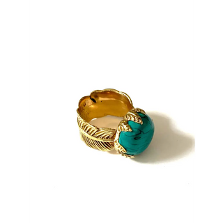 Alaine Turquoise Brass Ring - 9 - 9