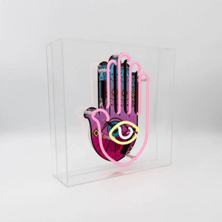 ’All Seeing Eye’ Hamsa Acrylic Box Neon Light