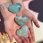 Amazonite heart crystal associated with calm emotional balance and harmony
