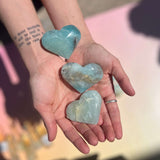 Blue green Amazonite heart stone with polished finish