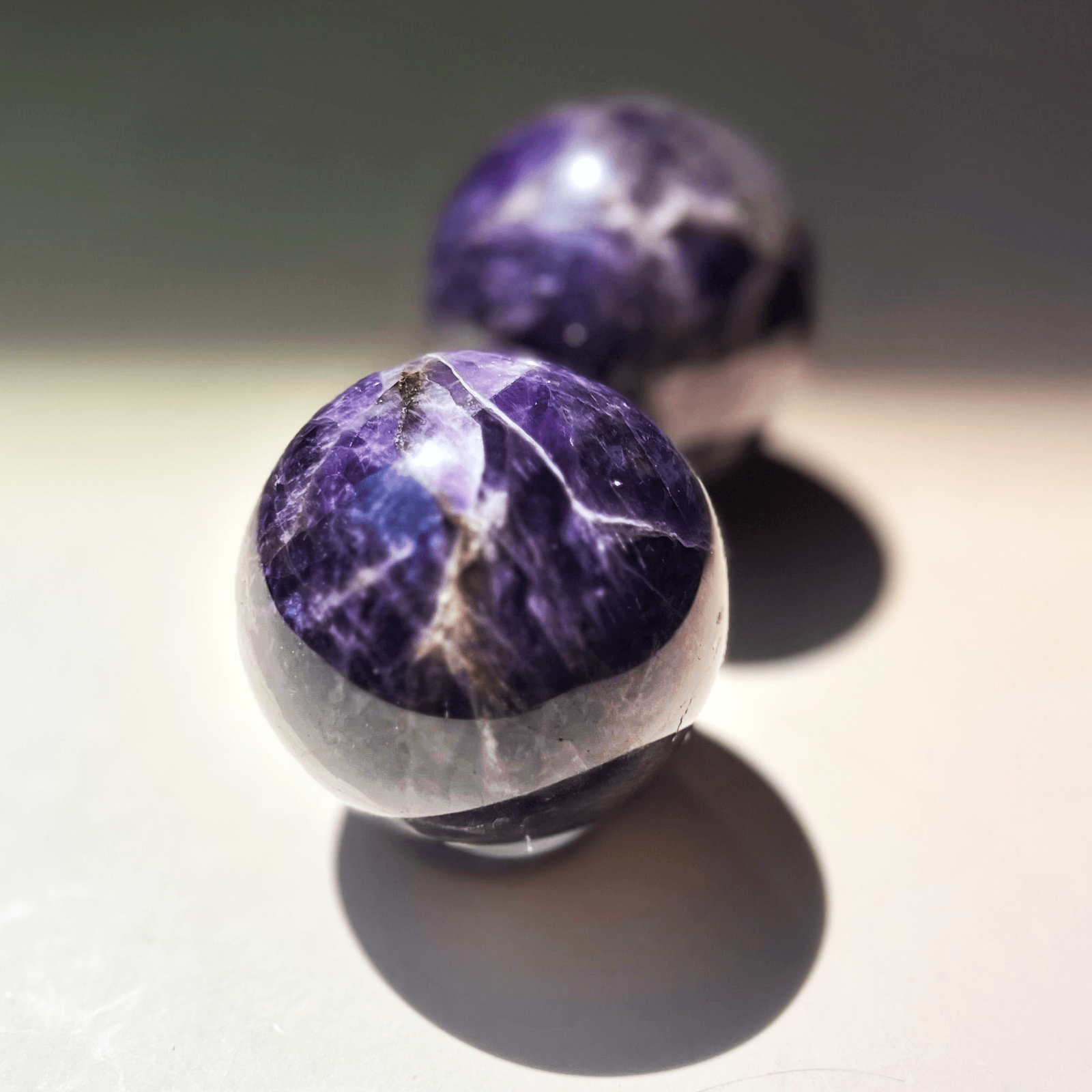 Deep purple amethyst crystal sphere polished natural gemstone ball for calm and protection