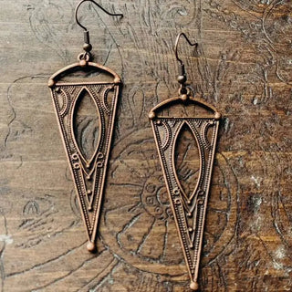 Antique Copper Boho Spike Earrings