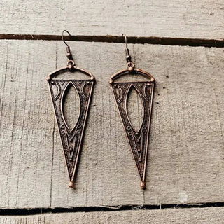 Antique Copper Boho Spike Earrings