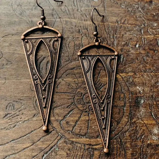 Antique Copper Boho Spike Earrings