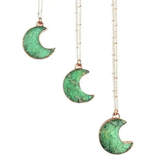 Apple Green Chrysoprase Crescent Moon Necklace