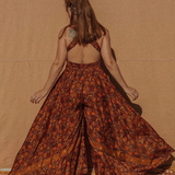 Hippie Bohemian Wide Leg Silk Jumpsuit