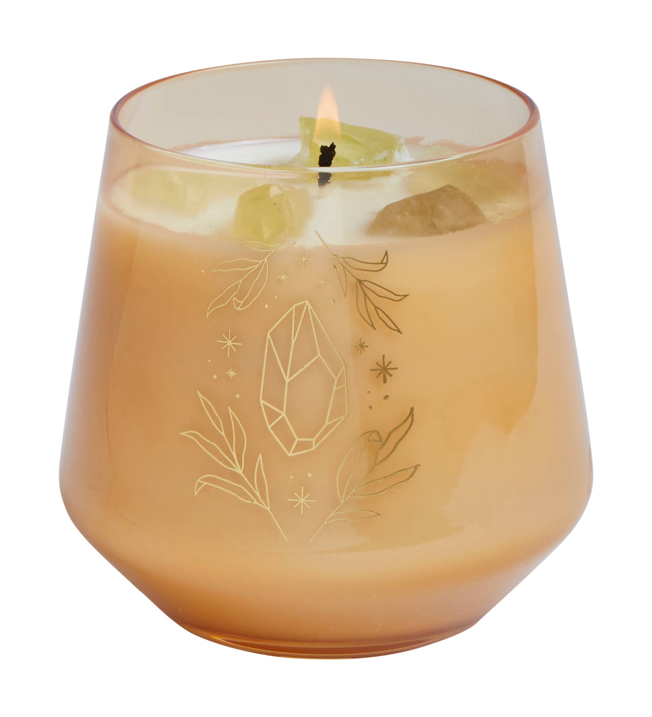 Citrine Crystal Healing Glass Candle