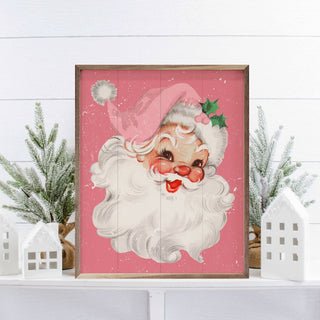 Retro Santa Art Print - Pink