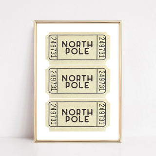 Christmas Wall Art Print | North Pole White Ticket