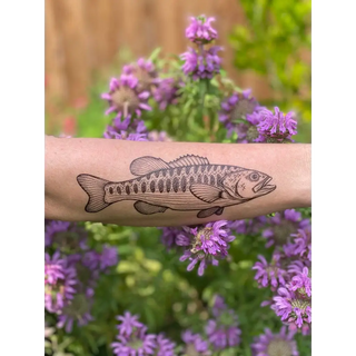 Bass Fish Temporary Tattoo - 1 Pack