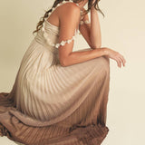 Ombre Pleated Maxi Dress