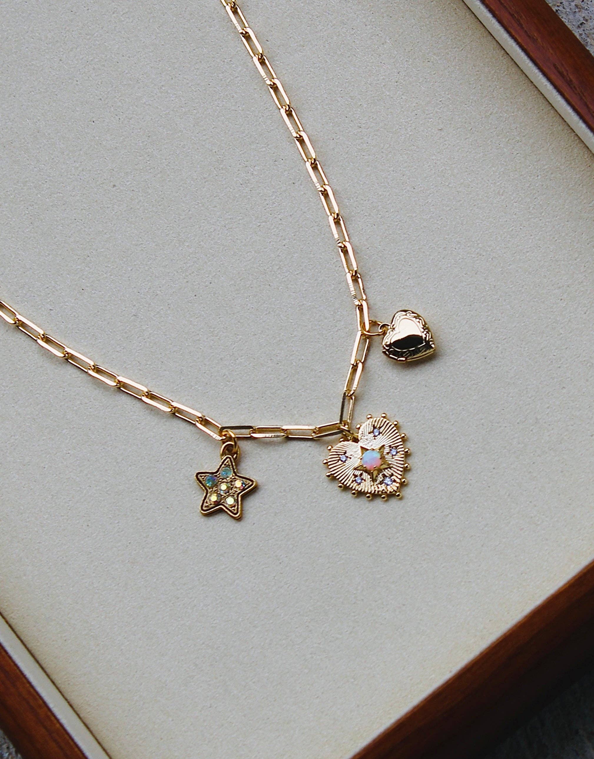Sweetheart Opal Charm Necklace
