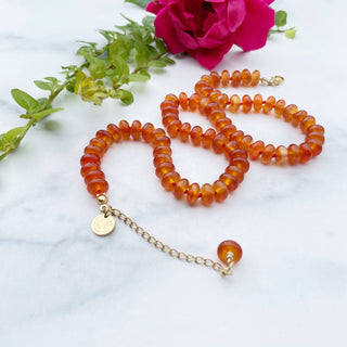 Carnelian 8mm Hand Knotted Beaded Necklace