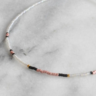 Beaded Choker Necklaces - Grey/Black/Pink