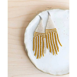 Beaded Fringe Earrings in Sol