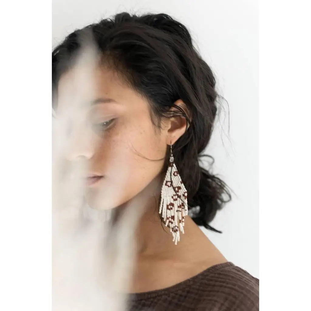 Beaded Fringe Earrings in Vaquita
