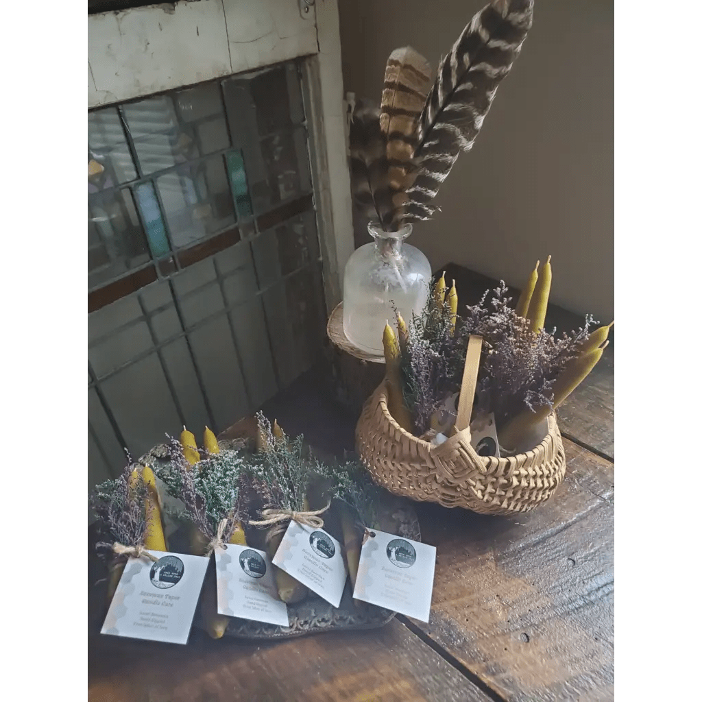Beeswax Candle and Floral Bundle