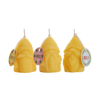 The 3 Pack Beeswax Holiday Gnome Candles on a white background.