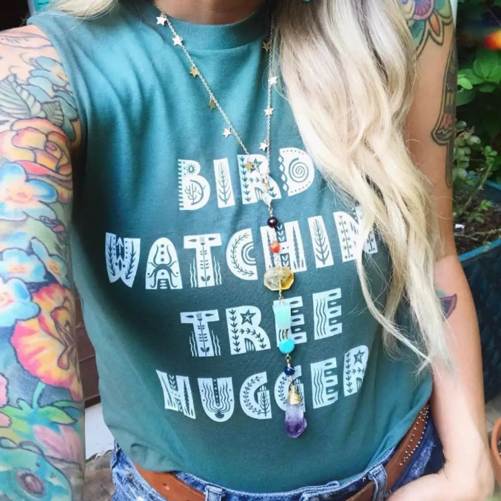 Bird Watching Tree Hugger Muscle T - Shirt - XS Shirts &