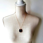 Black Druzy Crystal Cat Necklace