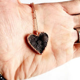 Black Druzy Crystal Heart Necklace