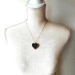 Black Druzy Crystal Heart Necklace