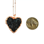 Black Druzy Crystal Heart Necklace