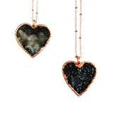 Black Druzy Crystal Heart Necklace