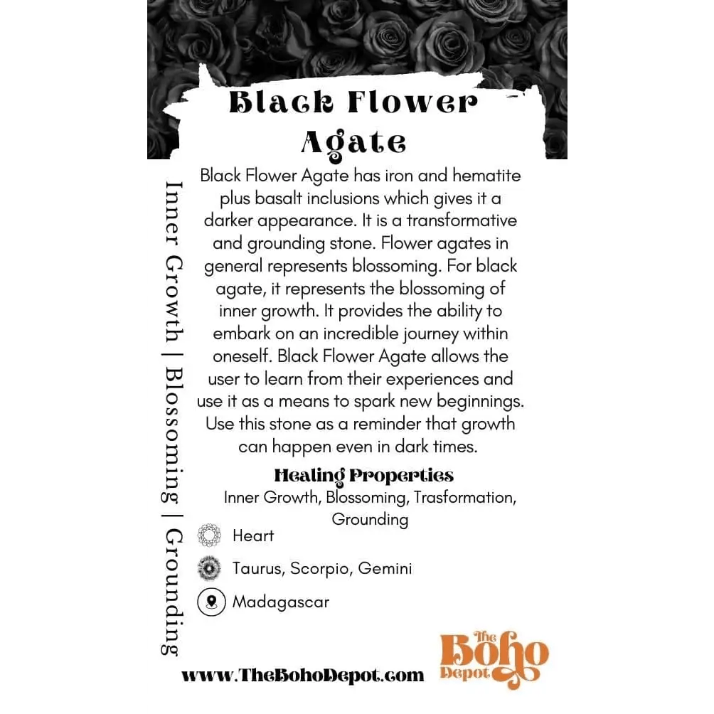 Black Flower Agate Tumble - The Boho Depot