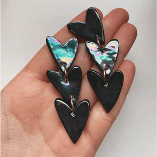 Black Heart Dangle Earrings - The Boho Depot