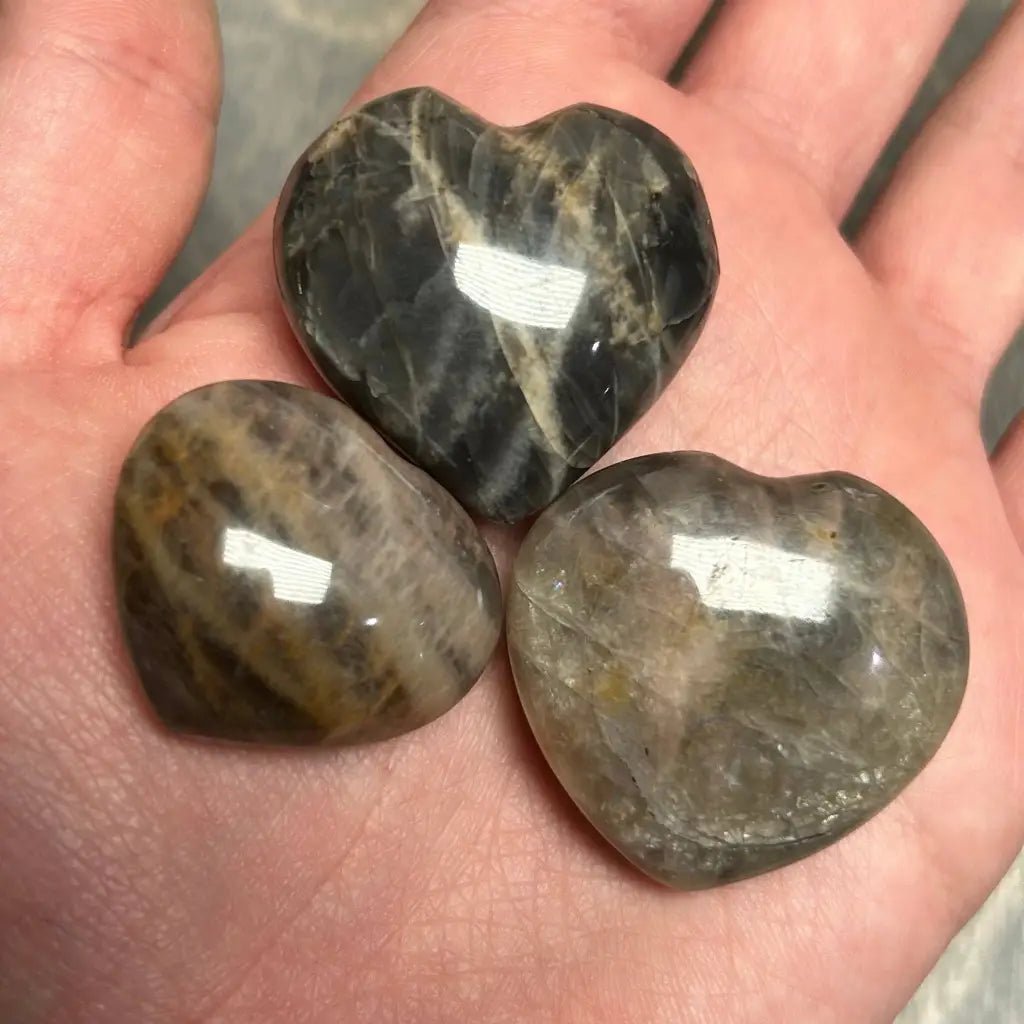 Black Moonstone Crystal Heart - The Boho Depot