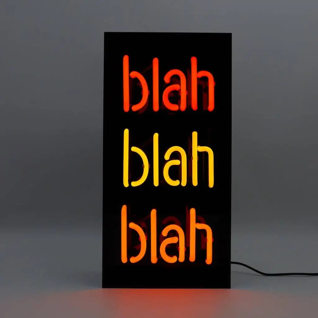’Blah Blah Blah’ Glass Neon Sign