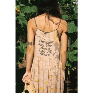 Bohéme Slip Dress with Bees and Sunflowers by Market